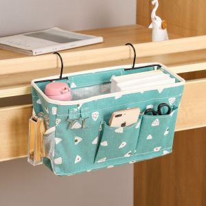 Pochette de chevet blanche et bleue, sac de rangement pour lit superposé, organiseur de poches de lit, sac de rangement suspendu pour téléphones portables, livres, vêtements - Neuf