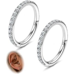 Kal-Cartilage Helix Boucles D'oreilles Cr&eacute;oles Conch Piercing Bijoux 18g 16g 316l Acier Chirurgical Anneaux Segment Charni&egrave;res Septum Anneau Nez Daith Rook Tragus Cr&eacute;oles Helix Piercing 6/8/10mm - Neuf