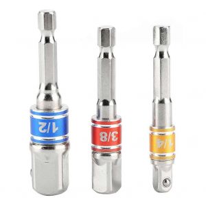3Pcs / Set Mèche hexagonale Adaptateur de douille Entraînement Tournevis à percussion électrique 1/4 po 3/8 po 1/2 po Type B - Neuf