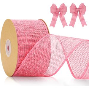Kal-Ruban De Jute De 6 Cm De Large, 10 M De Ruban Cadeau Vintage En Toile De Jute Rose Avec Fil, Ruban Décoratif En Toile De Jute Pour L'artisanat, N?Ud Papillon, Décoration De Mariage - Neuf
