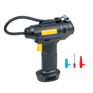 Dunlop Compresseur d'Air Num&eacute;rique 12V - Pompe &agrave; v&eacute;lo &eacute;lectrique avec prise allume-cigare - Compresseur pour pneus de voiture et de v&eacute;lo - Pompe &agrave; pneu avec &eacute;cran LCD, 3 accessoires et &eacute;clairage LED - Noir/Jaune - Neuf