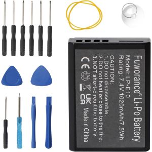 1020mAh 7.4V LP-E10 Batterie Compatible avec Canon EOS Rebel T3, T5, T6, Kiss X50, Kiss X70, EOS 1100D, EOS 1200D, EOS 1300D Appareil Photo Num&eacute;rique Batterie Rechargeable Lithium-ION 7.5Wh - Neuf