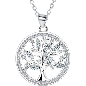 Kal-Collier Arbre De Vie Femme En Argent Sterling 925 En Pendentif Collier, Idée Cadeau Anniversaire Pour Fille Maman Petite Amie Epouse (40+ 5 Cm) - Neuf