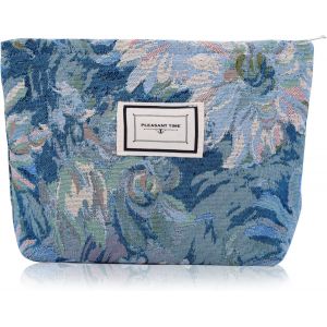 MAA-Trousse de Toilette pour Femme Trousse de Maquillage de Voyage Broderie Fleur Multifonction Organisateur Pochette Sac Petite Canvas Handbag bleuFleuri - Neuf