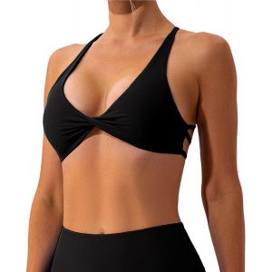 Slep-Brassière Sport Femme Dos Croisé Push Up Bra Avec Coussinets Amovibles Elastique Rembourré Soutien Gorge Sans Armature Bustier Dos Nu Pour Pilates Yoga Fitness - Neuf