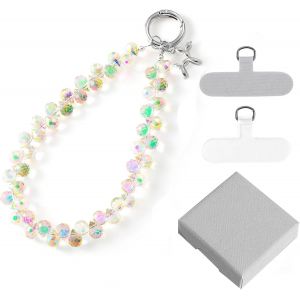 Checarzhn--No1-Bracelet En Cristal Pour Téléphone Portable, Chaîne À Breloques De Téléphone Portable, Porte-Clés, Lanière De Téléphone Avec Lanière De Maintien, Bracelet Mains Libres, Pour Femme, Bla - Neuf
