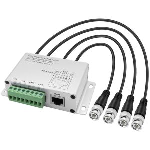 LETNERNY-&Eacute;metteur-R&eacute;cepteur Vid&eacute;o Passif Hd 4-Ch Bnc Vers Ethernet Rj45 Cat5 Utp Avec C&acirc;ble Bnc 720P 1080P Transmission De Signal &Eacute;quilibr&eacute;e Pour Cam&eacute;ra De Vid&eacute;osurveillance Hd-Cvi/Tvi/Ahd - Neuf