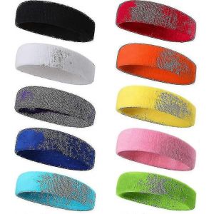 Bandeau De Sport 10 Pièces Pour Hommes Et Femmes,Bandeau Anti-Transpiration,Bande De Cheveux Élastique Bandeau En Coton Évacuant L'humidité Antidérapante Pour Le Sport - Neuf