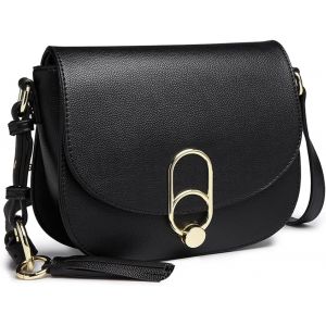 TZF-Marque Femmes Top Poignée Sac En Cuir Pu Sac à Bandoulière Sac Élégant Sac À Main Bourse Petite Classique Dames Saddle Bag - Noir - Neuf