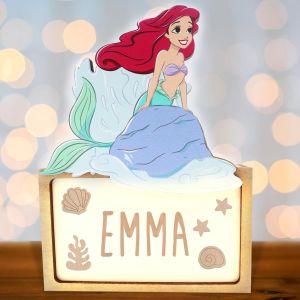 KALANKA-Disney Lampe Ariel La Petite Sir&egrave;ne Personnalisable, Veilleuse La Petite Sir&egrave;ne B&eacute;b&eacute; et Enfant Personnalis&eacute;e - Decoration Chambre Fille, Disney Cadeau Bapteme et Bebe Naissance Personnalis&eacute; - Neuf