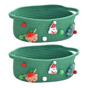 Lot de 2 paniers de rangement en corde de coton tiss&eacute;s &agrave; la main pour enfants, &eacute;l&eacute;gants paniers de No&euml;l rouges-Coffret cadeau-Duca-ti V4S - Neuf