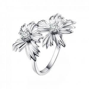 Femmes &Agrave; La Mode Dame Bague Zircon D&eacute;coration Fleur Forme D&eacute;licat Bijoux Cadeau (#5.25) - Neuf