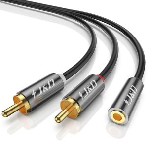 Câble RCA Jack,Câble Adaptateur Cinch Audio Stéréo Plaqué Or de 3.5mm Femelle à 2 RCA Mâle Compatible avec HiFi Barre de Son Home Cinéma Enceinte,2.7m - Neuf