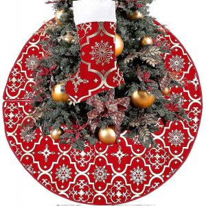 Jupe de sapin rouge en peluche avec chaussettes de No&euml;l pour la d&eacute;coration de No&euml;l - Neuf