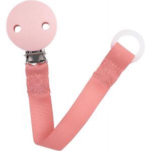 Attache-Sucette Avec Sangle En Tissu,Clip Et Anneau En Silicone-Porte-Sucette Pour B&eacute;b&eacute;-Compatible Avec Toutes Les Sucettes-Essentiel Pour Nouveau-N&eacute;-Sans Bpa-Rose - Neuf