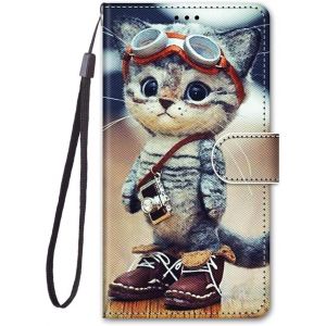 KALANKA-Cuir Coque pour Huawei P Smart 2019/Honor 10 Lite Antichoc avec Support Clapet Design Animal Motif Dr&ocirc;le &Eacute;tui Bumper 360 Kickstand Case Cover Housse Fille Femme Homme Portefeuille - Chat - Neuf