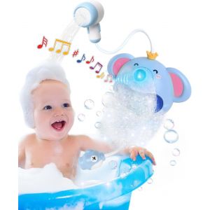 KAL-Jouet De Bain Pour Bébé Jouet De Bain Machine À Bulles Avec Musique Pommeau De Douche Baignoire À Jet D'Eau Automatique Éléphant Bubble Maker Jouet De Bain Pour Bébé À Partir De 18 Mois - Neuf