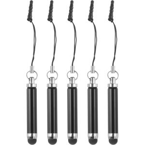 Lot de 5 mini stylets r&eacute;tractables en alliage d'aluminium pour tous les appareils &agrave; &eacute;cran tactile Noir - Neuf