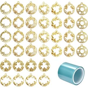 Kal-7 Pcs Pendentifs Cadre Pendentifs 9 Style Fleurs Chats Papillons Pendentifs Cadre Pendentifs À Lunette Ouverte Avec Cadres À Lunette Creuse Pour Moulage De Résine, Colliers - Neuf