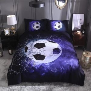 Parure De Lit Ensemble Housse De Couette 3d Football Avec Taies D'oreiller - Neuf