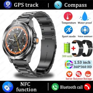 Montre Intelligente Hommes Pour S4 Ultra Amoled Sport De Plein Air Nfc Gps Piste Fréquence Cardiaque Étanche Bluetooth Appel Montre Intelligente 2025 Nouveau.Black Steel. - Neuf