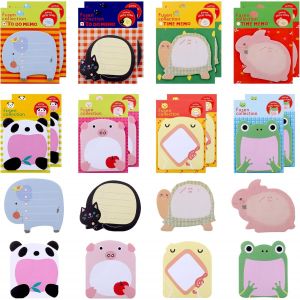 16pcs Notes Autocollantes Animaux,320 Feuilles Mini Notes Adh&eacute;sives Color&eacute;es,Mignonnes Blocs M&eacute;mo Autocollant Sticky Notes Pour Maison,Bureau,Cadeaux Pour Enfants - Neuf