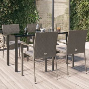 Prolenta Premium - Ensemble &Agrave; Manger De Jardin Coussins 5 Pcs Noir Et Gris - Neuf
