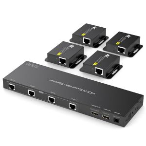 MEVRONISSHOP-4K HDMI Extender Splitter 1&times;4 4K30Hz Transf&eacute;rez 165ft/50m Via Un C&acirc;ble Cat6/7 1080P upto 196ft/60m Soutien Gestion EDID - Neuf