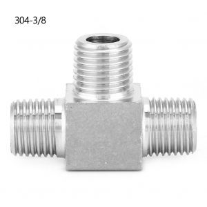 Raccord de tuyau en acier inoxydable 3 voies BSPT male a filetage male BSPT 3/8 po - Neuf