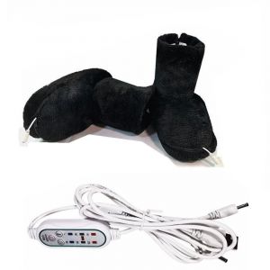 Bottes D'hiver Chauffantes Usb À Trois Vitesses, Couleur Unie, Avec Minuterie, Chaussures Électriques Chauffantes Amovibles Et Lavables, Chauffantes Usb.Noir - Neuf