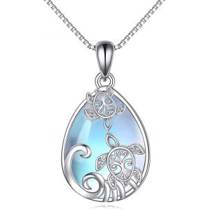 Collier En Argent Sterling 925 Pour Femme - Pendentif En Forme De Goutte De Lune - Cadeau Pour Femme Et Fille,Argent Sterling,Pas De Gemme - Neuf