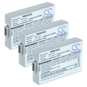 vhbw 3x Batterie compatible avec Canon Legria HF R205, HF R206, HF R26, HF R27 cam&eacute;ra vid&eacute;o cam&eacute;scope (950mAh, 3,7V, Li-ion) avec puce d'information - Neuf
