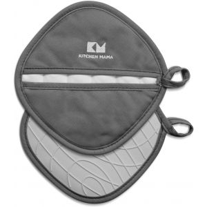 Loranka-Lot De 2 Dessous De Plat En Silicone &iquest; R&eacute;sistants &Agrave; La Chaleur, Double Poche Avec Doublure En Coton Doux, Manique Et Support Pour Plats Chauds, Casseroles Et Bols (Gris M&eacute;tal) - Neuf