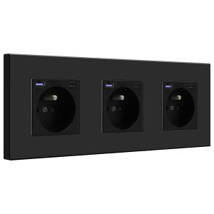 Prise Murale avec USB et 1 Type C,16A Prise de Courant Alternatif avec Panneau en Plastique,Multiprise Murale(Max 2.1A),Convient au Smartphone,&agrave; la Tablette (1 Prise avec USB et Type C,Noir) - Neuf