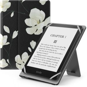 Étui Universel Pour 6"" 6.8"" 7"" Kindle Ereaders Fire Tablette-Kindle/Kobo/Voyaga/Lenovo/Sony Kindle E-Book E-Reader Tablette, Coque En Pu Avec Support Réglable Et Dragonne, Noir + Magnolia Bl.[F2183] - Neuf