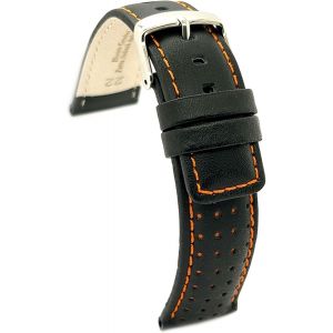 Kal-Bracelet Cuir Veau Perfor&eacute; Style Rally Racing Couture Couleur Contrast&eacute;e U2013 Sport Pour Montre U2013 Tailles 18mm 20mm 22mm 24mm Noir, Marron, Rouge, Bleu Marine 367 - Neuf