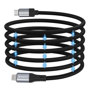 lbgwp60-Câble Magnétique Usb C Vers Lightning, Câble De Charge Rapide Spiralé, Câble Lightning Certifié Mfi 3 A, Câble De Transfert De Données Pour Iphone 14 13 12 11 Pro Xr Xs X Se - Neuf