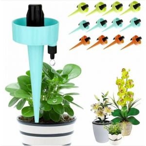 Kit d'arrosage goutte-à-goutte, lot de 12, système d'arrosage automatique à cône, goutteur réglable pour arrosage extérieur à la bouteille - Neuf
