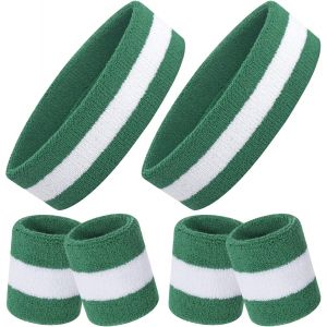 6 Pièces Bandeaux Ensemble - Y Compris 2pcs Sports Bandeau Et 4pcs Bracelet De Bande De Sport Pour La Salle De Gym & Yoga, Football, Baseball, Basket-Ball Soccer Boxe & Tennis - Neuf