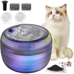 Chenquansarl-3l Fontaine A Eau Chat, Automatique Fontaine À Eau Pour Chat Chien, Ultra Silencieux Fontaine Pour Animaux De Compagnie Avec 2 Filtre À Charbon Actif, Niveau D'eau Visible, Lumières Led - Neuf