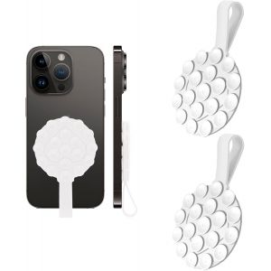 Lot De 2 Coques De T&eacute;l&eacute;phone &Agrave; Ventouse Double Face, Antid&eacute;rapantes, Mains Libres, En Silicone, Support De T&eacute;l&eacute;phone Adh&eacute;sif En Silicone, Support De Miroir Pour Selfies Et Vid&eacute;os (Blanc)[Z1782] - Neuf