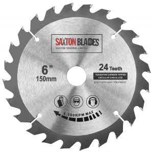 Saxton Lame de scie circulaire TCT 150 mm x 20 mm al&eacute;sage x 24 dents + anneau de 16 mm et 10 mm Compatible avec Ryobi Bosch - Neuf