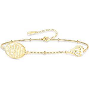 Kalanka-Bracelet Ovale Islamique Ayatul Kursi Pour Femme Allah En Forme De Larme Bracelet &Agrave; Breloques Arabe Musulman Coran Calligraphie Cadeau Pour L'a&iuml;d Cadeau De Ramadan - Neuf