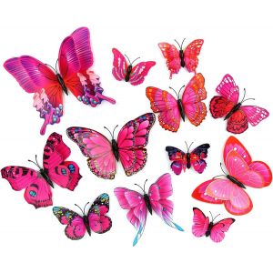 ERYI-12 Pièces 3D Papillon Stickers Muraux Décoration Set De Décoration Papillons Pour La Décoration À Maison Fête Noël Chambre À Coucher Mariage - Neuf