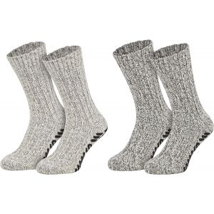 Lot De 2 Paires De Chaussettes Norvégiennes Abs En Laine De Mouton-Chaussettes Antidérapantes-Chaussettes D'intérieur Avec Picots-Chaussettes En Laine Pour Homme Et Femme.[C2154] - Neuf