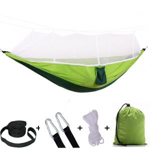 Vert Hamac Avec Moustiquaire, Double Camping Hamac, Moustiquaire, Imperméable À L'eau, Portable, Léger, Adapté Pour La Randonnée, Les Voyages Et Les Activités De Plein Air - Neuf