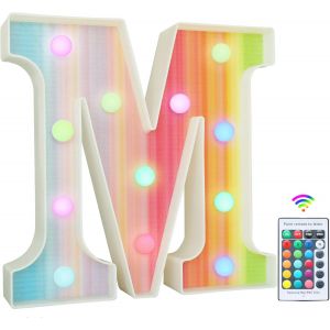 Lettres Lumineuses Arc-En-Ciel À Del Colorées, 16 Couleurs Changeantes, Cadeaux Pour Filles, Femmes, Décorations De Fête, D'anniversaire, Veilleuse, Noël, Saint-Valentin, Décoration De Table Murale ¿ - Neuf
