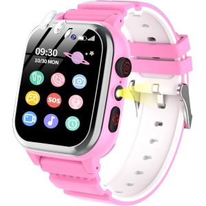 Montre Connect&eacute;e Enfant 26 Jeux Podom&egrave;tre T&eacute;l&eacute;phone Sos Cam&eacute;ra Hd Vid&eacute;o Lecteur Mp3 R&eacute;veil Calories Digitale Smart Watch Montre Enfant Garcon Gar&ccedil;on Fille 3 4 5 6 7 8 9 10 Ans (Rose)[Z1552] - Neuf