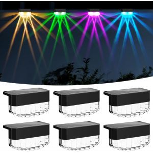 Lot De 6 Lampes Solaires Pour Ext&eacute;rieur - 8 Couleurs D'&eacute;clairage Et Changement De Couleur - Lampes Solaires Led Pour Cl&ocirc;ture, Terrasse, Mur, Escalier, D&eacute;coration - Neuf
