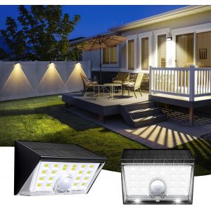 Lampes Solaires Ext&eacute;rieures Avec D&eacute;tecteur De Mouvement 22 Led Lampes Solaires Pour Ext&eacute;rieur 4 Modes Projecteurs Solaires &Eacute;clairage Jardin Appliques Murales Lot De 2 - Neuf